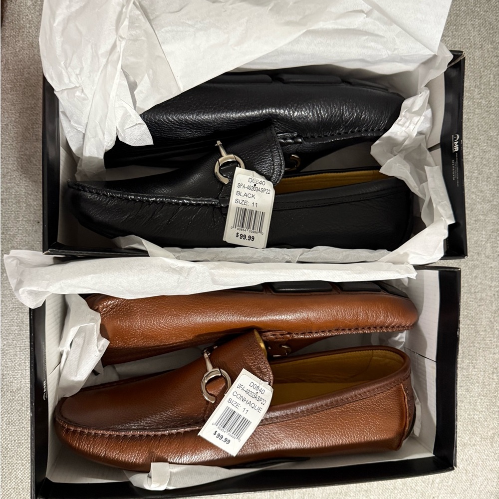 Saks Fifth Avenue Black and Brown Leather Loafers